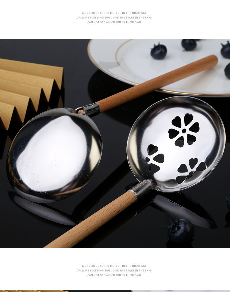 304 Stainless Steel Soup Ladle Colander Household Restaurant Creative Wooden Handle Hot Pot Spoon Mini Japanese Noodles Spoon Cooking Spoon 304 Stainless Steel Soup Ladle Colander Household Restaurant Creative Wooden Handle Hot Pot Spoon Mini Japanese Noodles Spoon Cooking Spoon