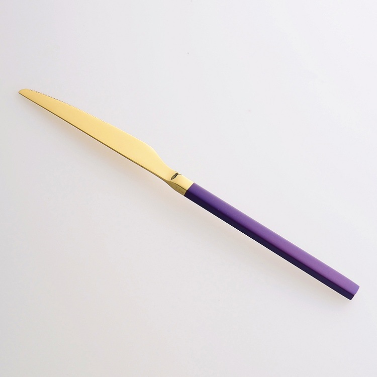Northern European Titanium Gold Purple Paint Stainless Steel Soup Ladle Four-Piece Set Western Tableware Gift Knight Stainless Steel Soup Ladle