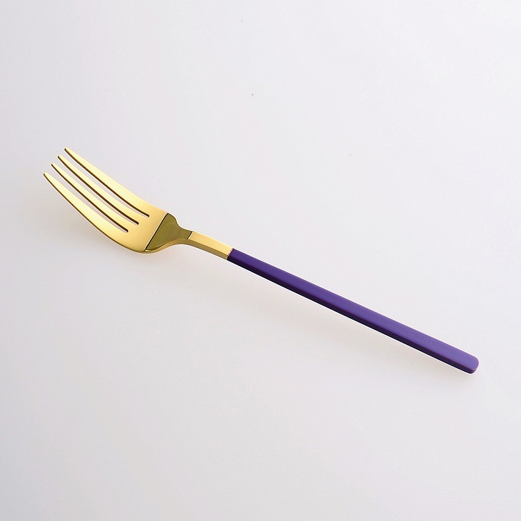 Northern European Titanium Gold Purple Paint Stainless Steel Soup Ladle Four-Piece Set Western Tableware Gift Knight Stainless Steel Soup Ladle