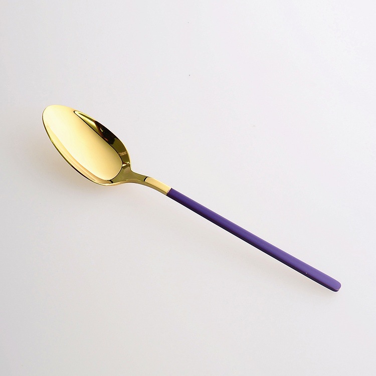 Northern European Titanium Gold Purple Paint Stainless Steel Soup Ladle Four-Piece Set Western Tableware Gift Knight Stainless Steel Soup Ladle