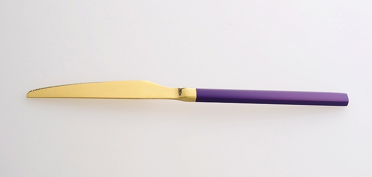 Northern European Titanium Gold Purple Paint Stainless Steel Soup Ladle Four-Piece Set Western Tableware Gift Knight Stainless Steel Soup Ladle