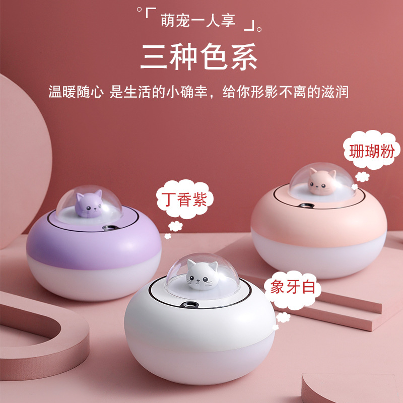 2021 Cute Cat Humidifier Atmosphere Night Light Air Purifier Car Aroma Diffuser Oval Humidifier