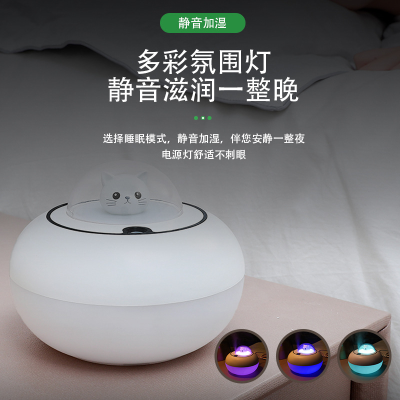 2021 Cute Cat Humidifier Atmosphere Night Light Air Purifier Car Aroma Diffuser Oval Humidifier