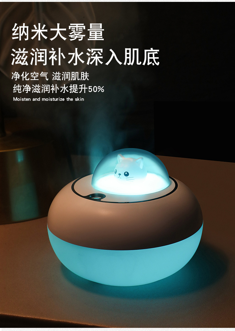 2021 Cute Cat Humidifier Atmosphere Night Light Air Purifier Car Aroma Diffuser Oval Humidifier