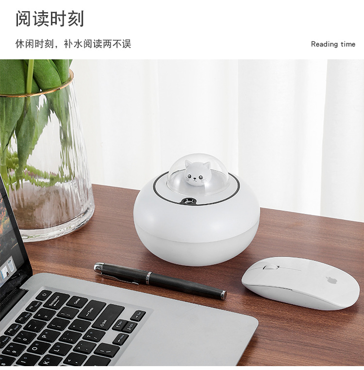 2021 Cute Cat Humidifier Atmosphere Night Light Air Purifier Car Aroma Diffuser Oval Humidifier