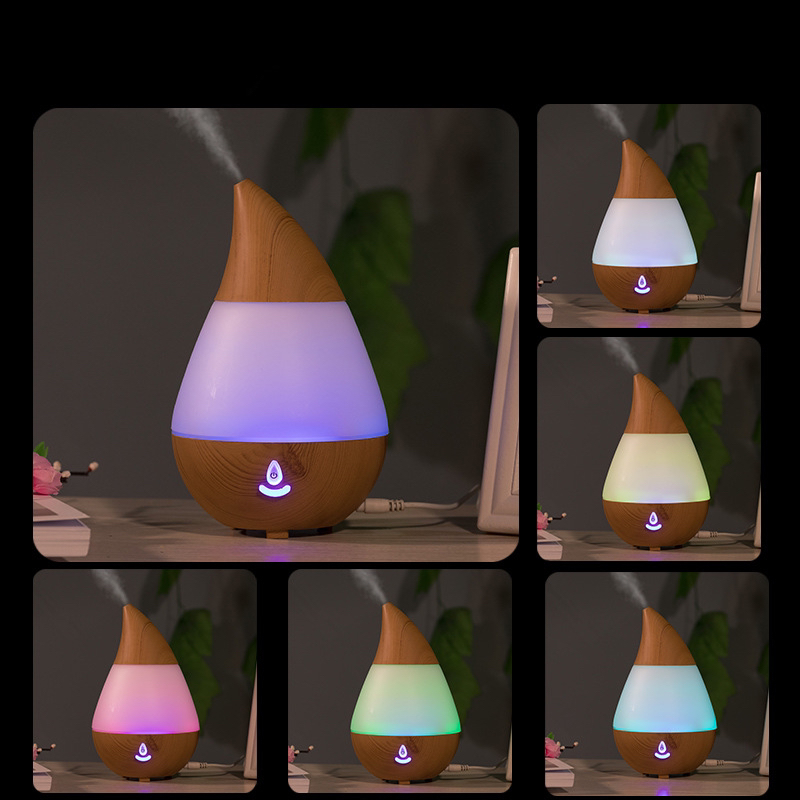 Water Drop Fragrance Humidifier Wood Grain Essential Oil Bluetooth Audio Cross-Border Incense Colorful Light Air Aroma Diffuser