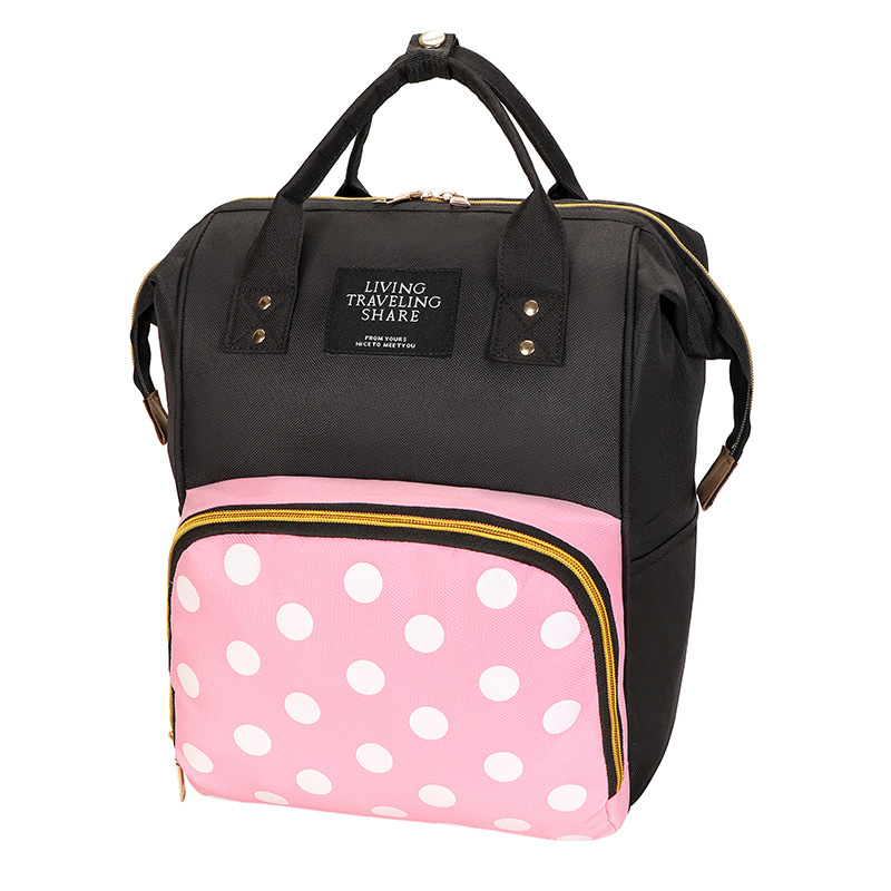 New Mom Handbag Baby Diaper Bag Baby Feeding Bottle Diaper Bag Insulation Mummy Bag Large Capacity Polka Dot Backpack