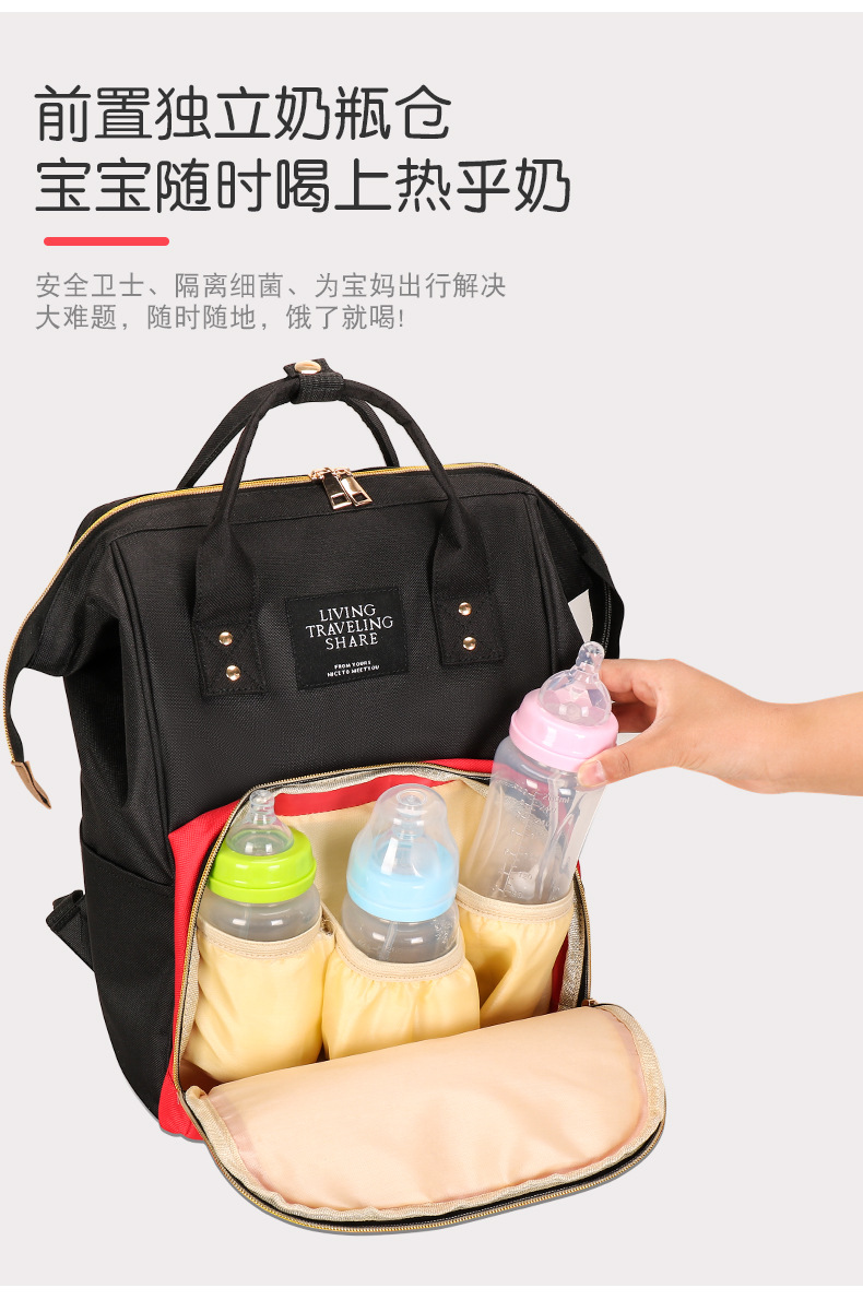 New Mom Handbag Baby Diaper Bag Baby Feeding Bottle Diaper Bag Insulation Mummy Bag Large Capacity Polka Dot Backpack