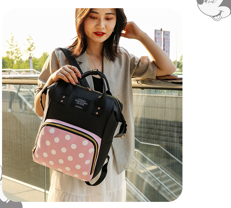 New Mom Handbag Baby Diaper Bag Baby Feeding Bottle Diaper Bag Insulation Mummy Bag Large Capacity Polka Dot Backpack