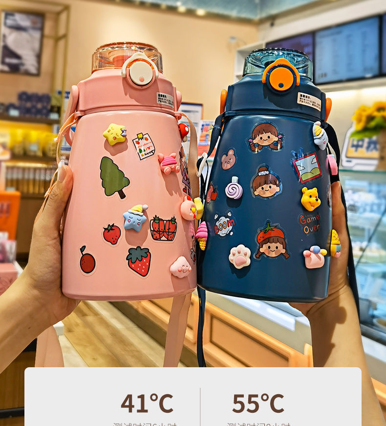 New 304 Stainless Steel Large Capacity Big Belly Cup with Rope Handle Outdoor Portable Thermal Insulation Kettle Cartoon Straw Water Bottle New 304 Stainless Steel Large Capacity Big Belly Cup with Rope Handle Outdoor Portable Thermal Insulation Kettle Cartoon Straw Water Bottle