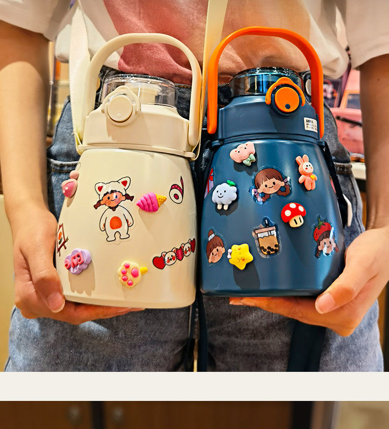 New 304 Stainless Steel Large Capacity Big Belly Cup with Rope Handle Outdoor Portable Thermal Insulation Kettle Cartoon Straw Water Bottle New 304 Stainless Steel Large Capacity Big Belly Cup with Rope Handle Outdoor Portable Thermal Insulation Kettle Cartoon Straw Water Bottle
