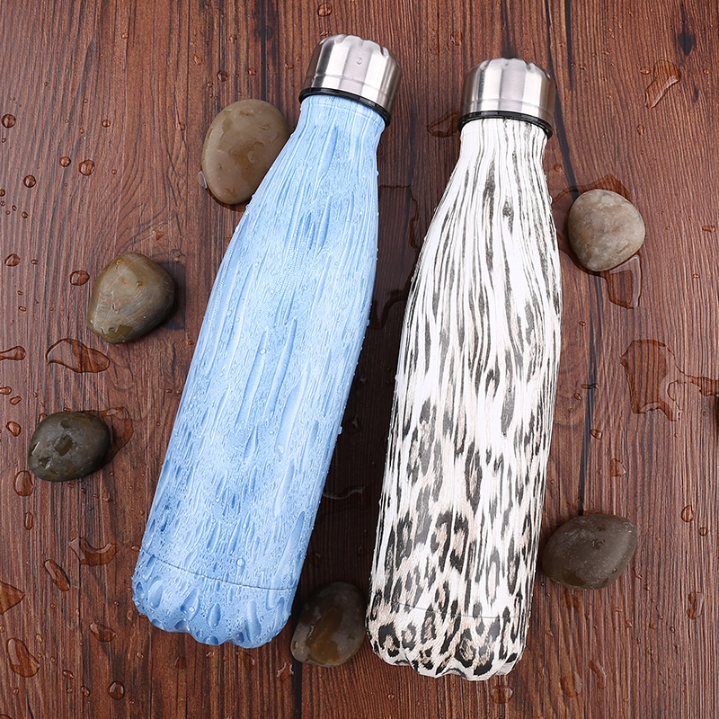 New creative coke bottle stainless steel thermos flask for wood-grain men and women bowling