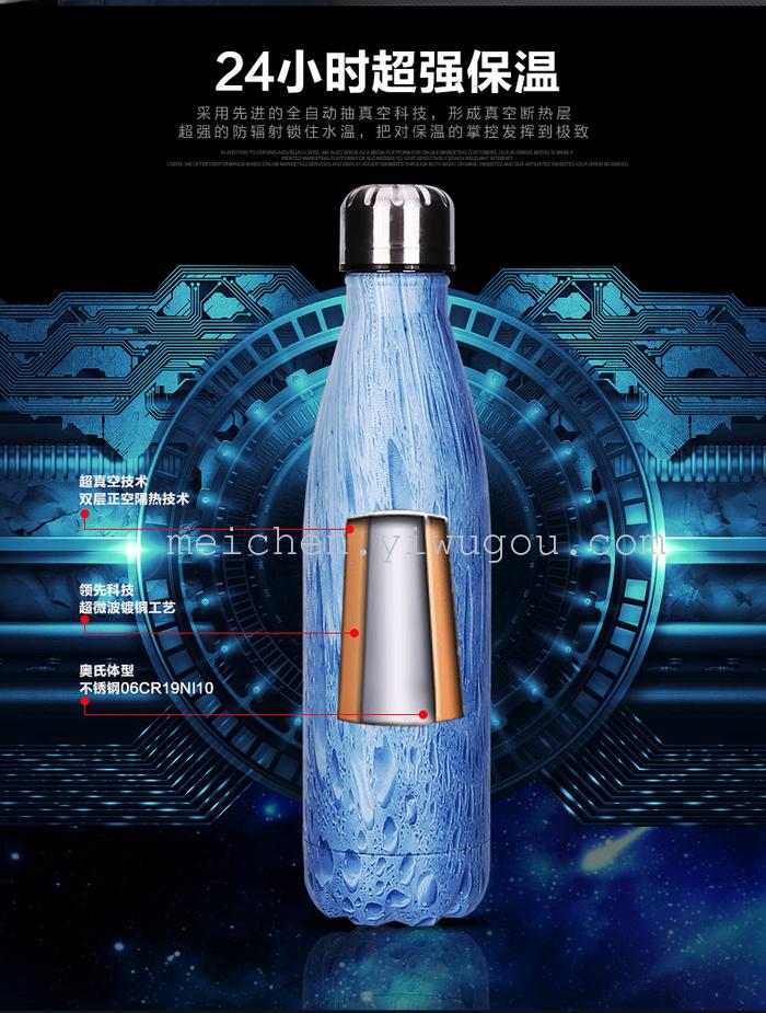 New creative coke bottle stainless steel thermos flask for wood-grain men and women bowling New creative coke bottle stainless steel thermos flask for wood-grain men and women bowling