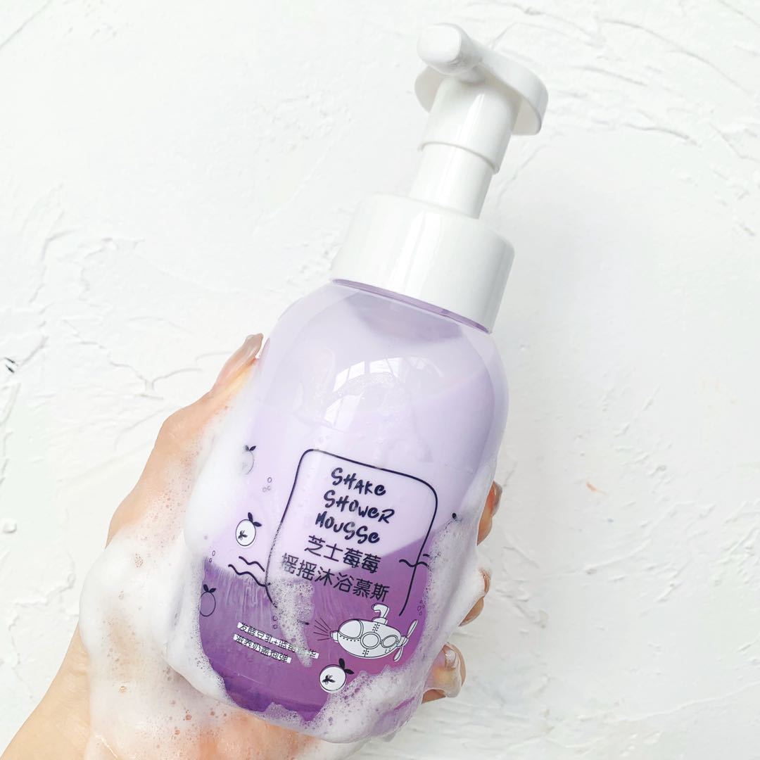 Yakana Milk-in-Water Shower Gel Blueberry Fragrance Shake Bubble Bath Lotion Mousse Milky Skin White Moisturizing 300ml