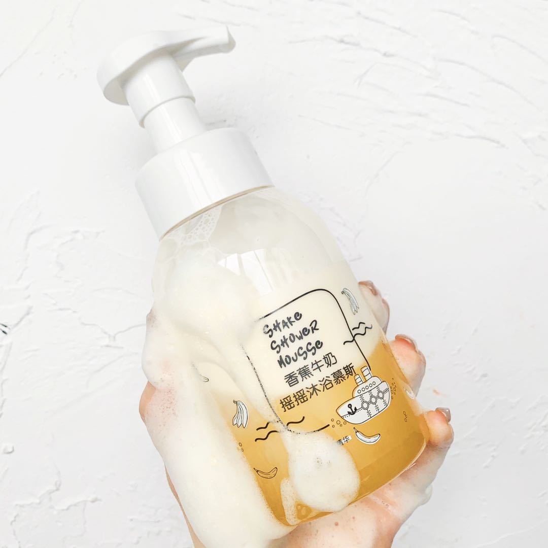 Yakana Milk-in-Water Shower Gel Blueberry Fragrance Shake Bubble Bath Lotion Mousse Milky Skin White Moisturizing 300ml