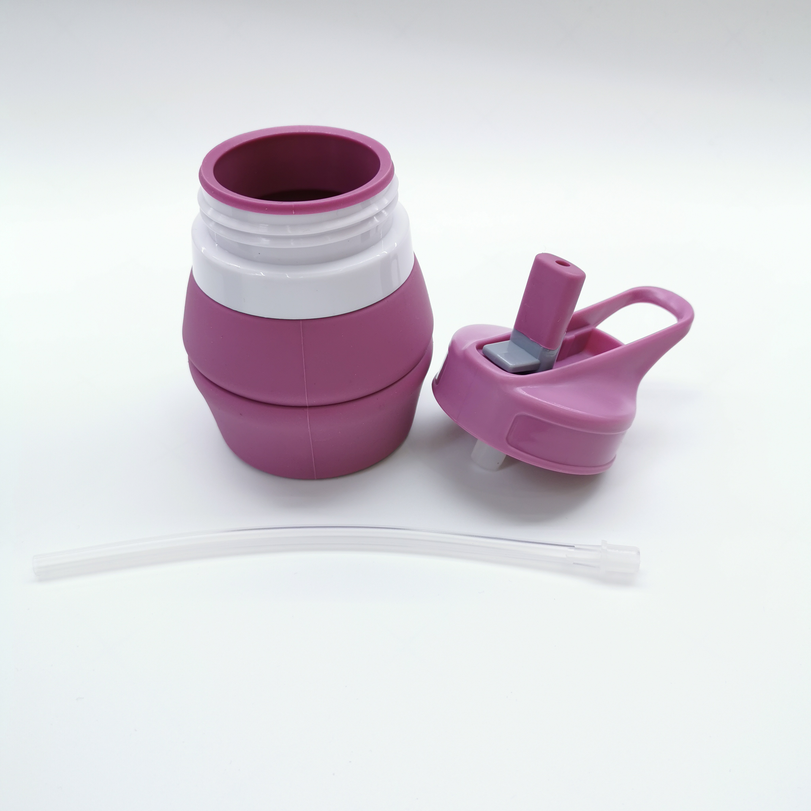 Silicone Outdoor Sports Bottle Portable Folding Bottle Straw