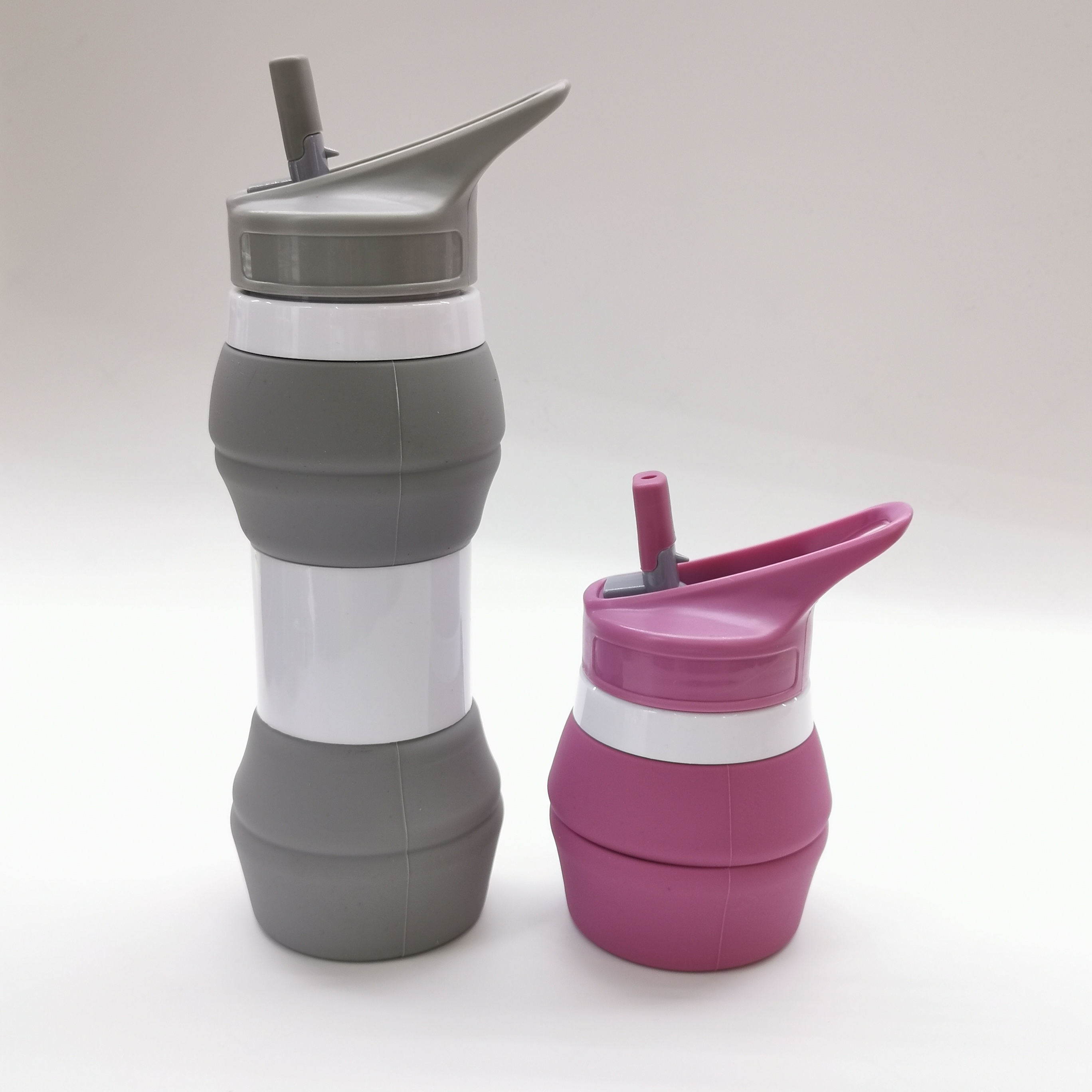 Silicone Outdoor Sports Bottle Portable Folding Bottle Straw Silicone Outdoor Sports Bottle Portable Folding Bottle Straw