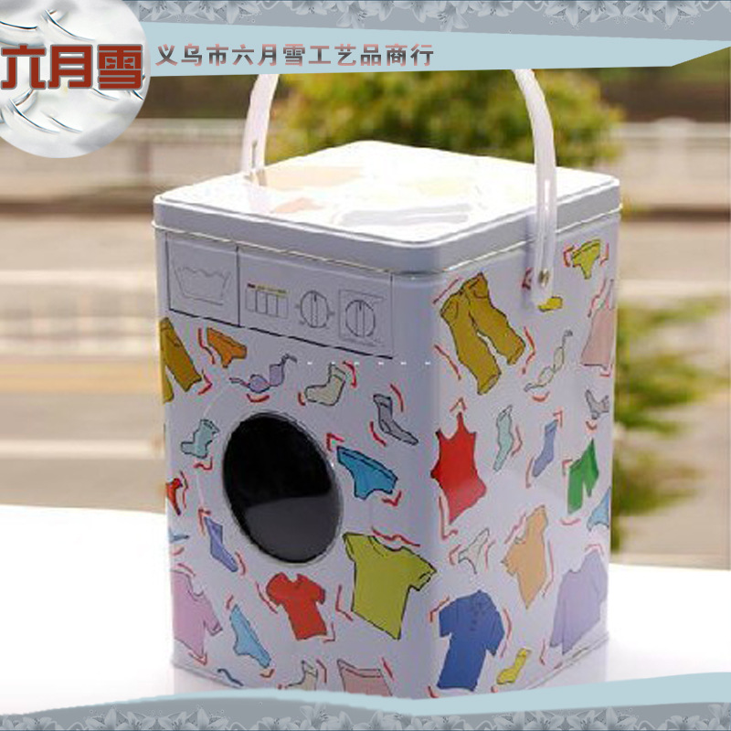 Washing Machine Shape Anti-Rust Washing Powder Can Tinplate Sundries Storage Tank Square Tinplate Ash Container