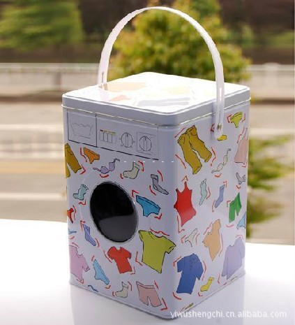 Washing Machine Shape Anti-Rust Washing Powder Can Tinplate Sundries Storage Tank Square Tinplate Ash Container