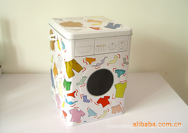 Washing Machine Shape Anti-Rust Washing Powder Can Tinplate Sundries Storage Tank Square Tinplate Ash Container