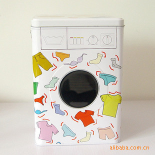 Washing Machine Shape Anti-Rust Washing Powder Can Tinplate Sundries Storage Tank Square Tinplate Ash Container