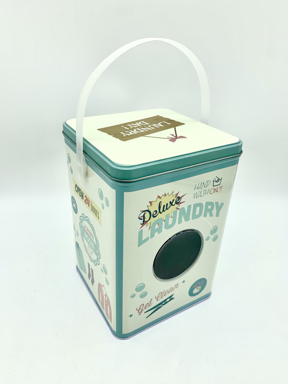 Washing Machine Shape Anti-Rust Washing Powder Can Tinplate Sundries Storage Tank Square Tinplate Ash Container