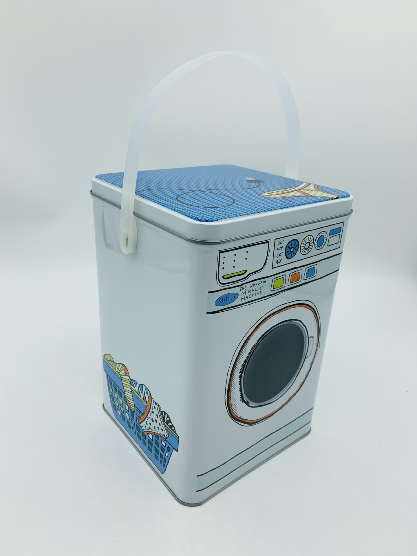 Washing Machine Shape Anti-Rust Washing Powder Can Tinplate Sundries Storage Tank Square Tinplate Ash Container