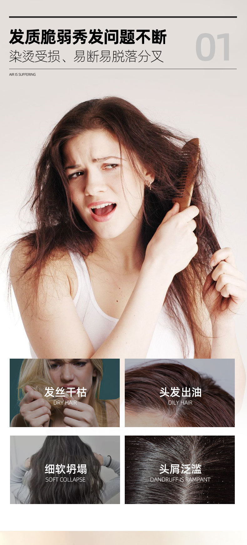 Summer Shiyu Black Ganoderma Lucidum Polygonum Multiflorum Plant Extract Shampoo 300G/Bottle in Stock Wholesale Shampoo Oil Removing Dandruff