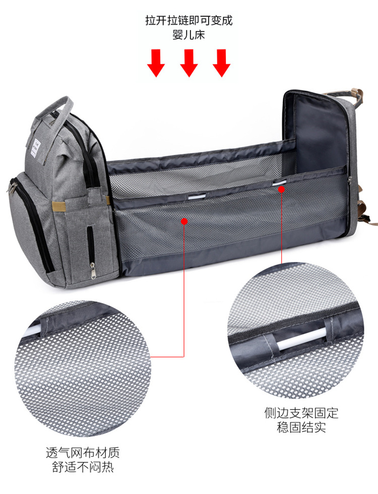 Cross-Border New Arrival Foldable Sleeping Mummy Bag Multifunctional Baby Bag Mother Bag Feeding Bottle Backpack Diaper Backpack Cross-Border New Arrival Foldable Sleeping Mummy Bag Multifunctional Baby Bag Mother Bag Feeding Bottle Backpack Diaper Backpack