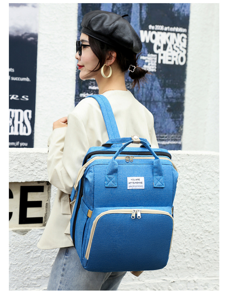 Cross-Border New Arrival Foldable Sleeping Mummy Bag Multifunctional Baby Bag Mother Bag Feeding Bottle Backpack Diaper Backpack Cross-Border New Arrival Foldable Sleeping Mummy Bag Multifunctional Baby Bag Mother Bag Feeding Bottle Backpack Diaper Backpack