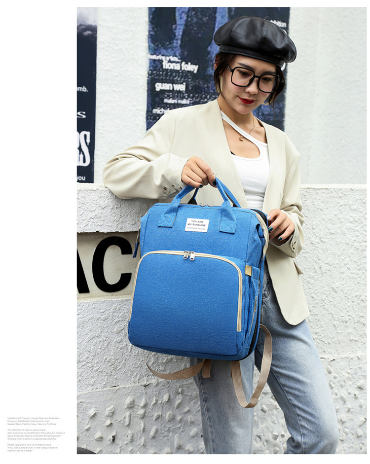 Cross-Border New Arrival Foldable Sleeping Mummy Bag Multifunctional Baby Bag Mother Bag Feeding Bottle Backpack Diaper Backpack Cross-Border New Arrival Foldable Sleeping Mummy Bag Multifunctional Baby Bag Mother Bag Feeding Bottle Backpack Diaper Backpack