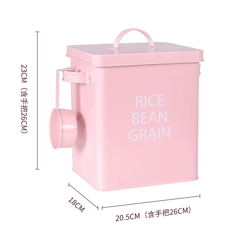 new pet food bucket iron washing powder bucket kitchen rice bucket storage rice bucket household storage supplies spot