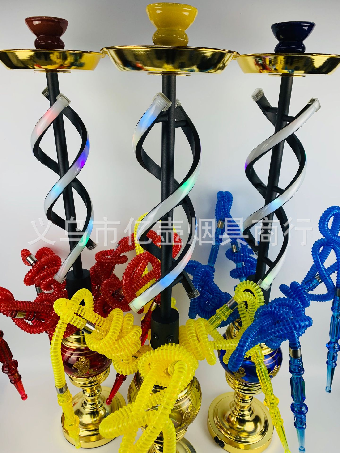 Arab Hookah Full Set Four-Tube Hookah with Light Set Multi-Tube Nightclub Bar Hookah Gatling
