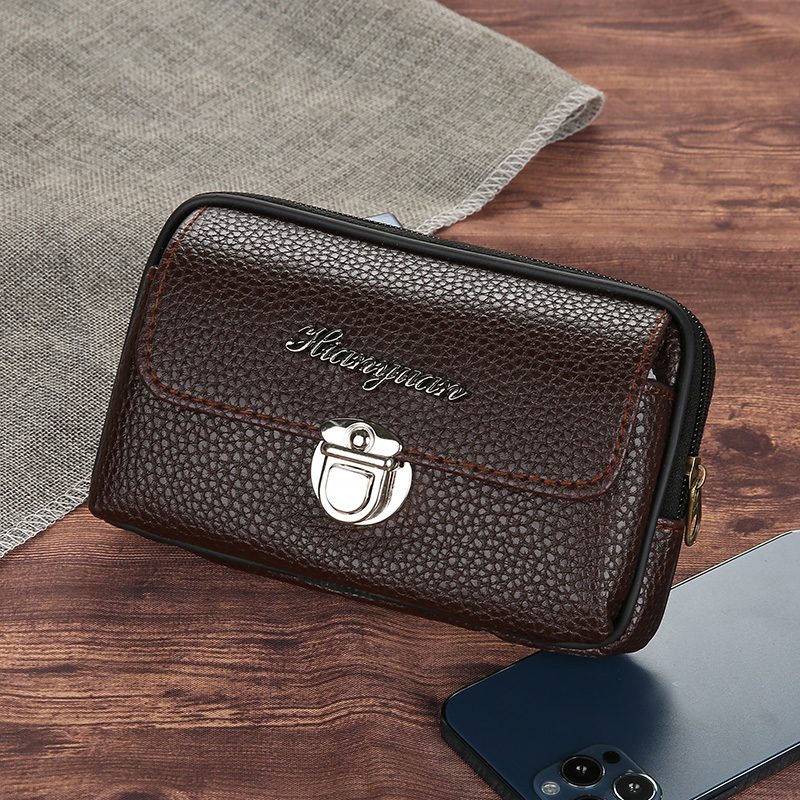 Belt Wallet Men&#039;s Bag Layer Belt Waist Bag Mini Coin Head Key Card Bag Storage Bag Small Key Bag