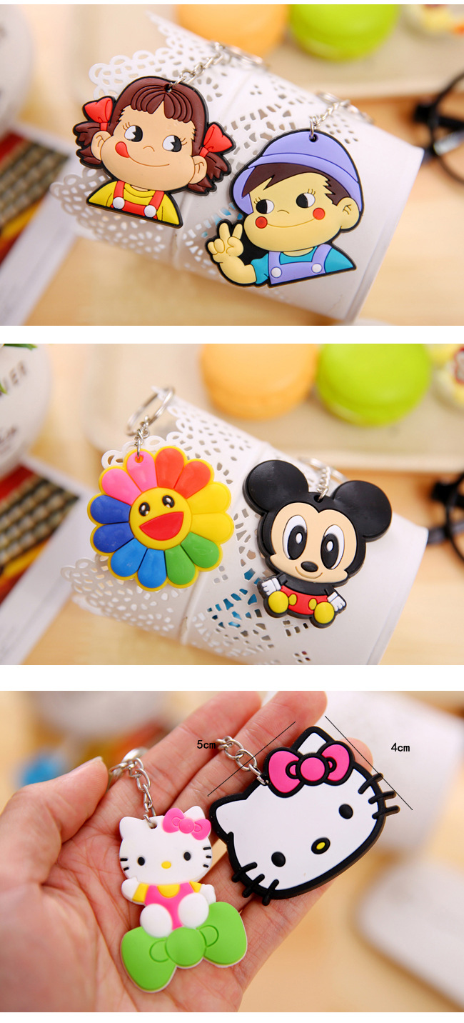 With the card paper South Korea cute cartoon silicone car key ring creative couples model key ring small pendant key. With the card paper South Korea cute cartoon silicone car key ring creative couples model key ring small pendant key.