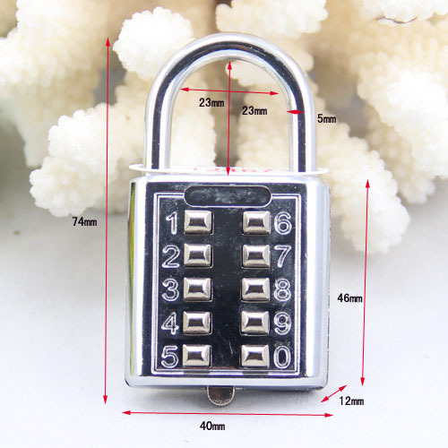 Production and Wholesale Ten Button Alloy Padlock Keyboard Lock Luggage Lock Blind Lock Card Suction Card CH-602