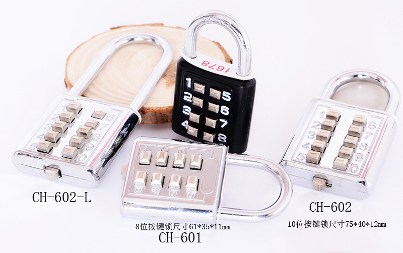 Production and Wholesale Ten Button Alloy Padlock Keyboard Lock Luggage Lock Blind Lock Card Suction Card CH-602