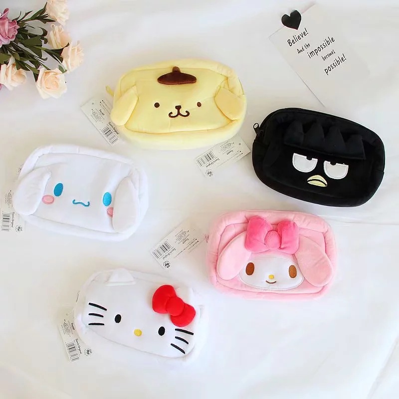 Cartoon Cute Pom Pom Purin Melody Big Ear Dog Plush Coin Purse Cosmetic Bag Card Holder Key Case Storage Bag