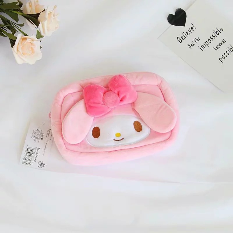 Cartoon Cute Pom Pom Purin Melody Big Ear Dog Plush Coin Purse Cosmetic Bag Card Holder Key Case Storage Bag