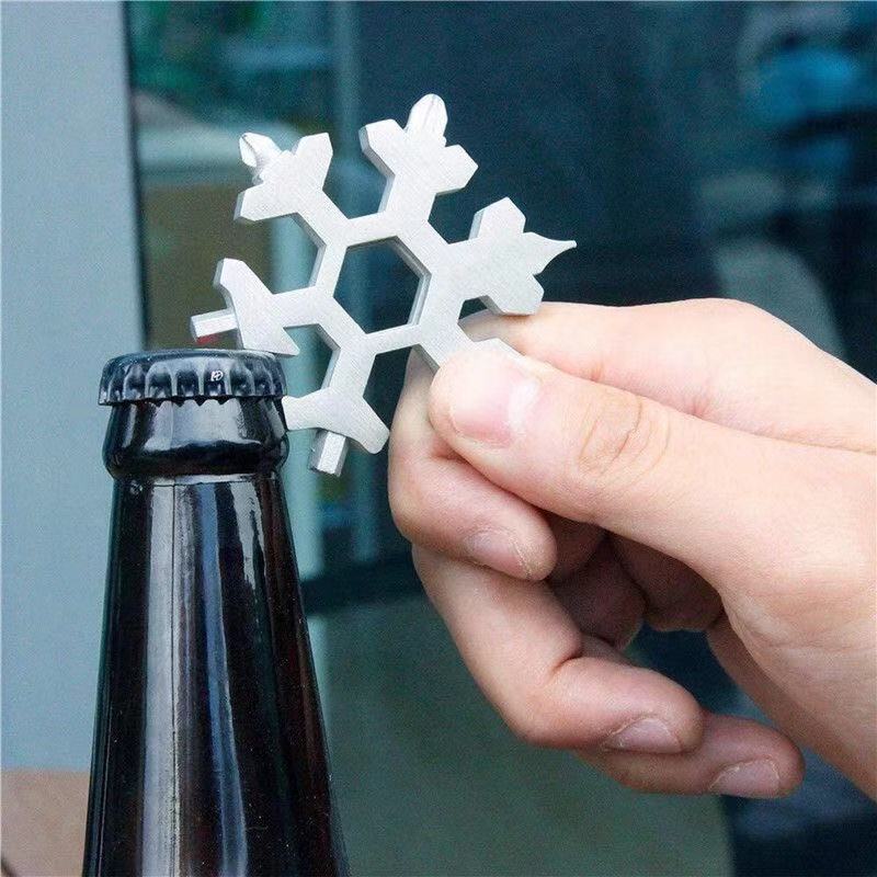 Multifunctional Tool Card Snowflake Multi-Purpose Stainless Steel Wrench Tool Combination Keychain Portable High Carbon Steel Screwdriver