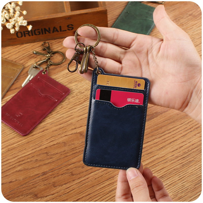 Korean Retro Bus Card Cover Access Control Credit Card Cover Fashion Name Tag Certificate Holder Badge Key Chain Card Holder