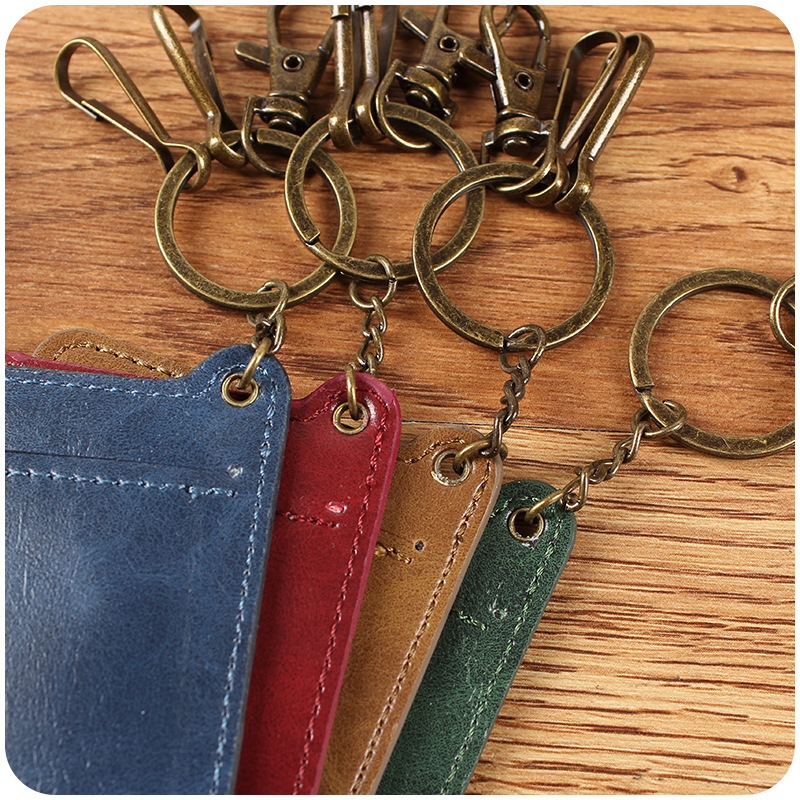 Korean Retro Bus Card Cover Access Control Credit Card Cover Fashion Name Tag Certificate Holder Badge Key Chain Card Holder