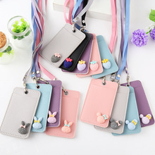 Korean Retro Bus Card Cover Access Control Credit Card Cover Fashion Name Tag Certificate Holder Badge Key Chain Card Holder