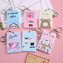 Korean Retro Bus Card Cover Access Control Credit Card Cover Fashion Name Tag Certificate Holder Badge Key Chain Card Holder