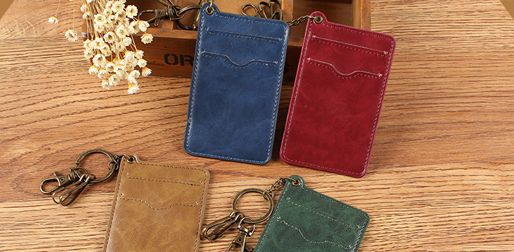 Korean Retro Bus Card Cover Access Control Credit Card Cover Fashion Name Tag Certificate Holder Badge Key Chain Card Holder