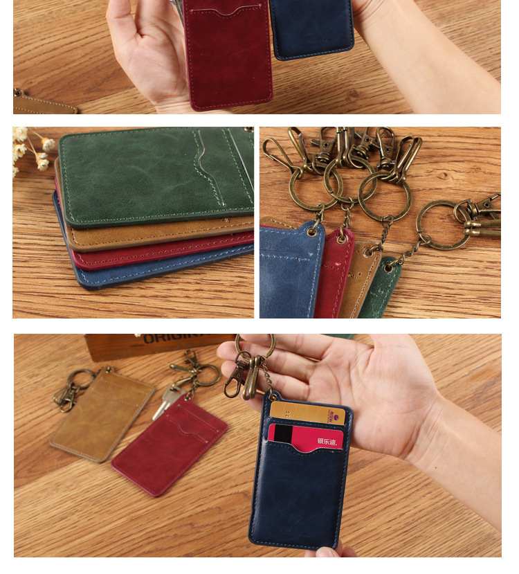 Korean Retro Bus Card Cover Access Control Credit Card Cover Fashion Name Tag Certificate Holder Badge Key Chain Card Holder
