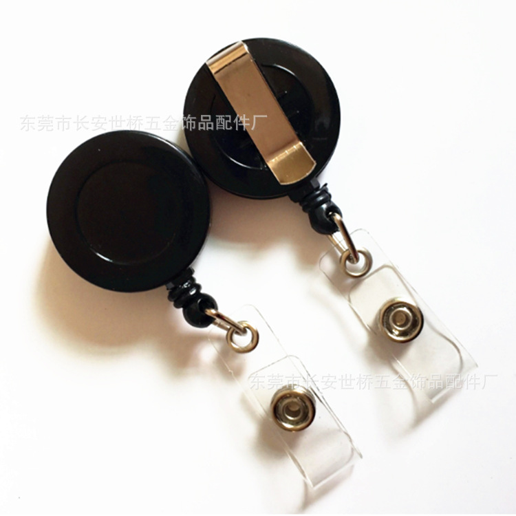 Plastic Easy-Pull Buckle Metal Keychains Circle Automatic Retractable Hanging Buckle Factory Card Anti-Lost Buckle Spot Goods