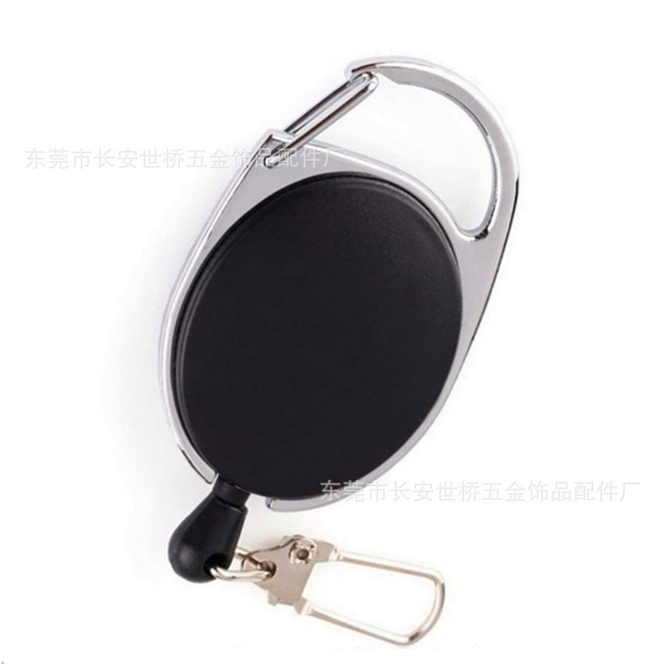 Plastic Easy-Pull Buckle Metal Keychains Circle Automatic Retractable Hanging Buckle Factory Card Anti-Lost Buckle Spot Goods