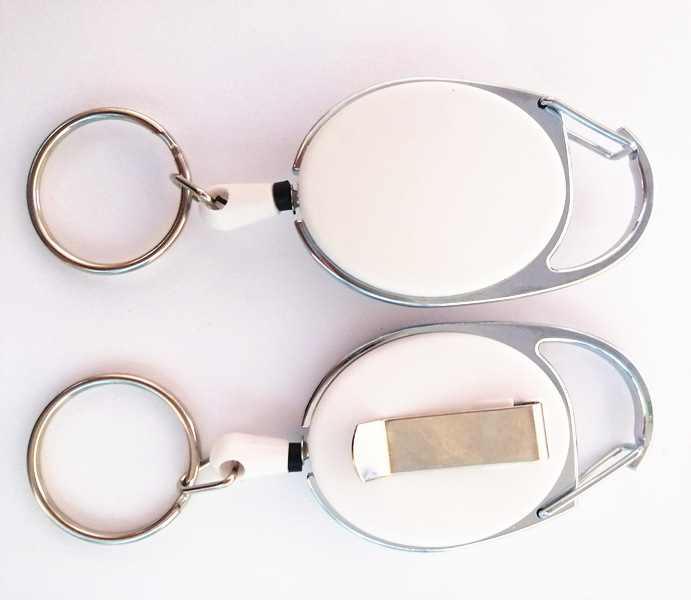Plastic Easy-Pull Buckle Metal Keychains Circle Automatic Retractable Hanging Buckle Factory Card Anti-Lost Buckle Spot Goods