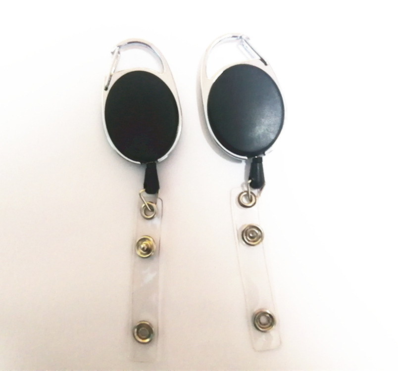 Plastic Easy-Pull Buckle Metal Keychains Circle Automatic Retractable Hanging Buckle Factory Card Anti-Lost Buckle Spot Goods